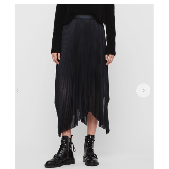 All Saints Skirts Rare All Saints Lerin Metallic Black Accordion